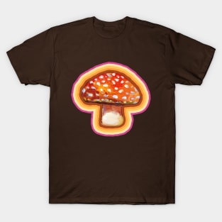 70s Aesthetic Retro Mushroom Pattern by Robert Phelps T-Shirt